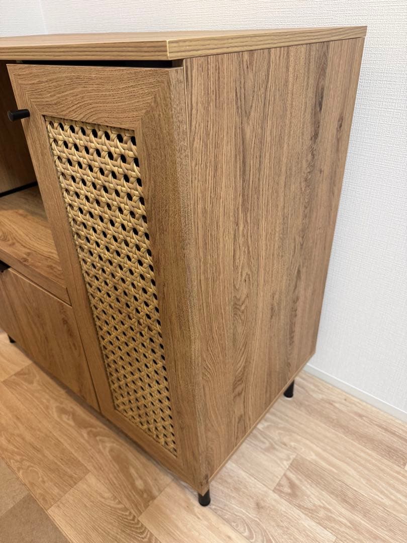 【12月28日までの出品】LOWYA キッチンカウンター　幅90 ラタン調