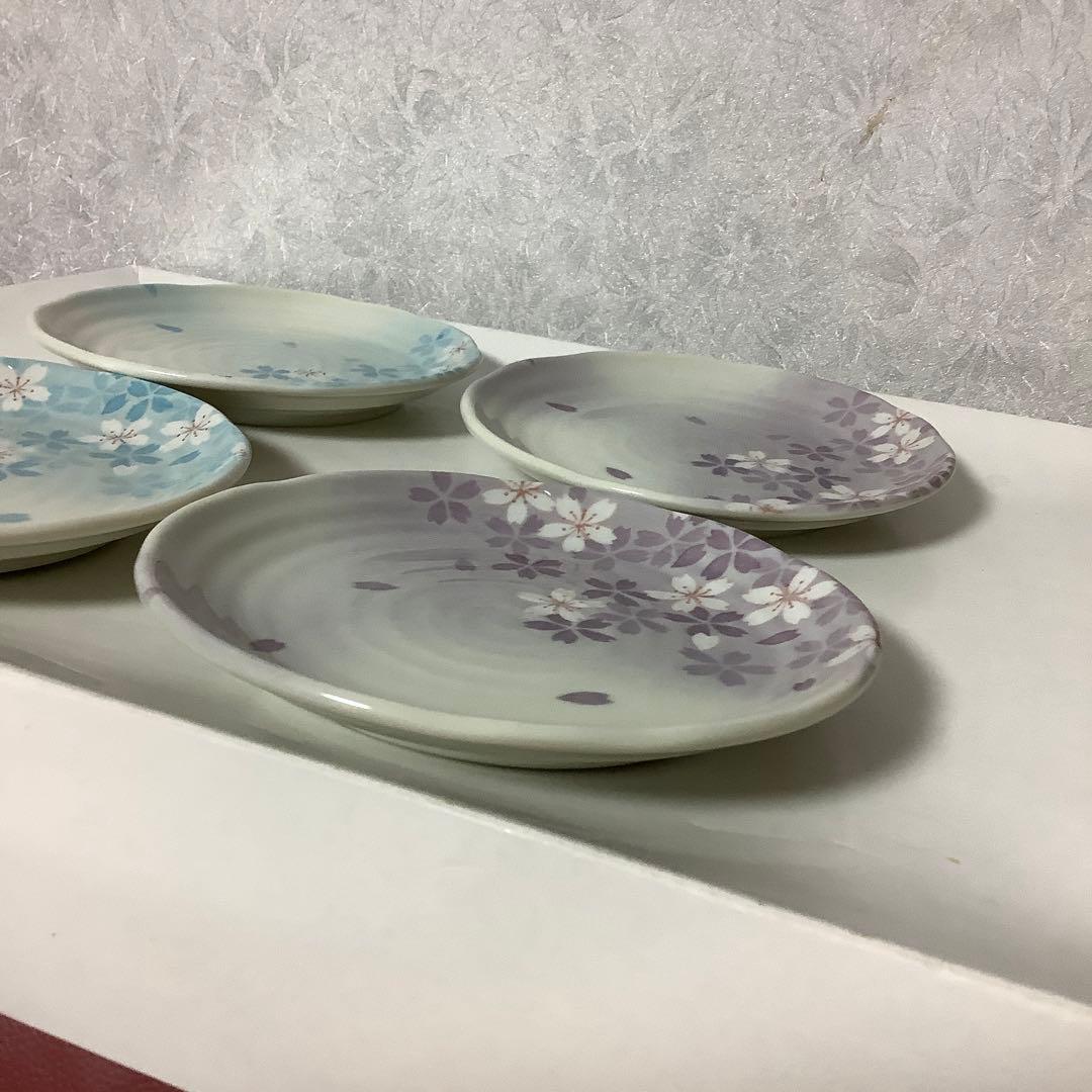 宇野千代　食器　4種10枚　昭和レトロ　取り皿　中鉢　大鉢　桜　ピンク　ブルー