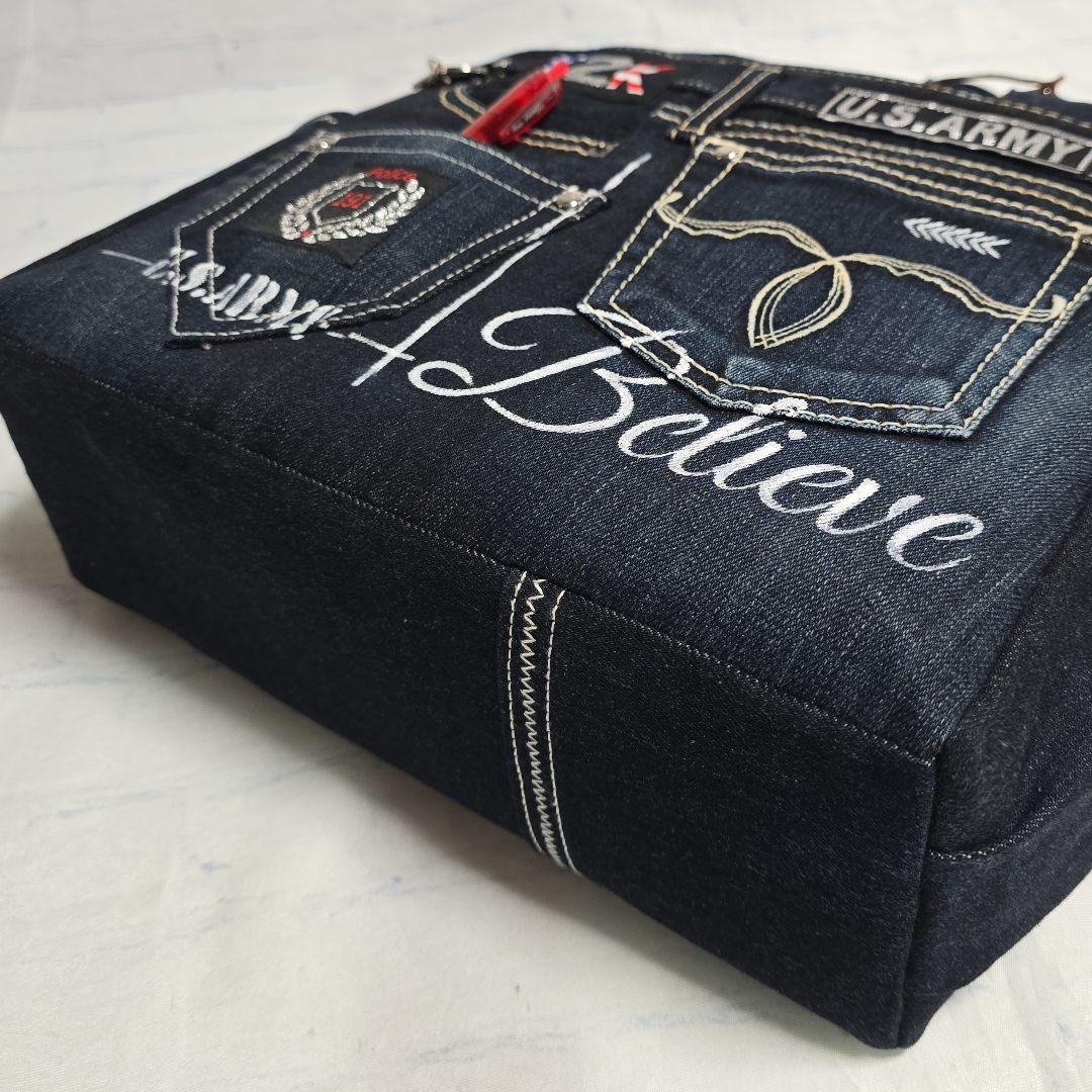 デニムリメイクトートバッグ 大きめ お洒落カジュアル