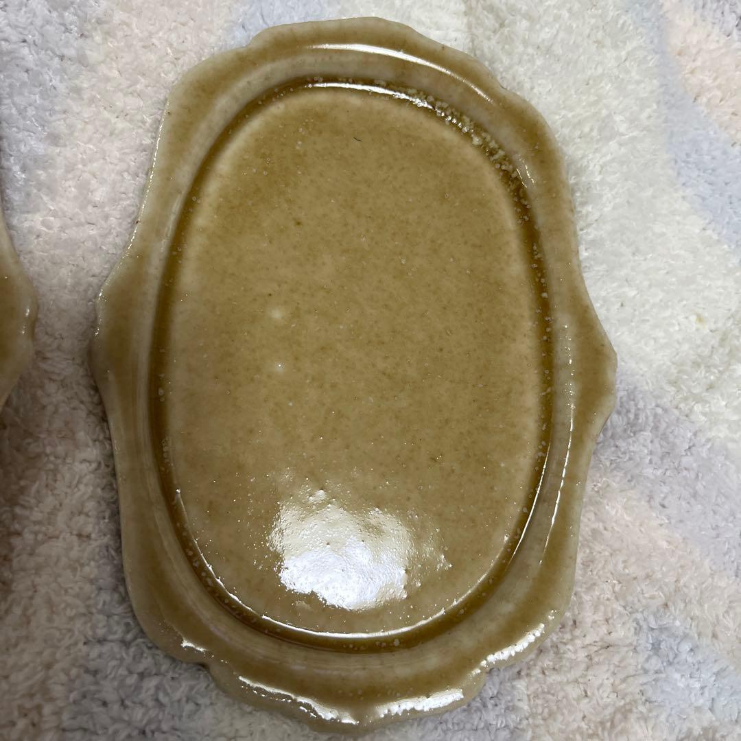 広瀬佳子　洋皿　S 陶器製ベージュ楕円皿2枚セット　新品　未使用