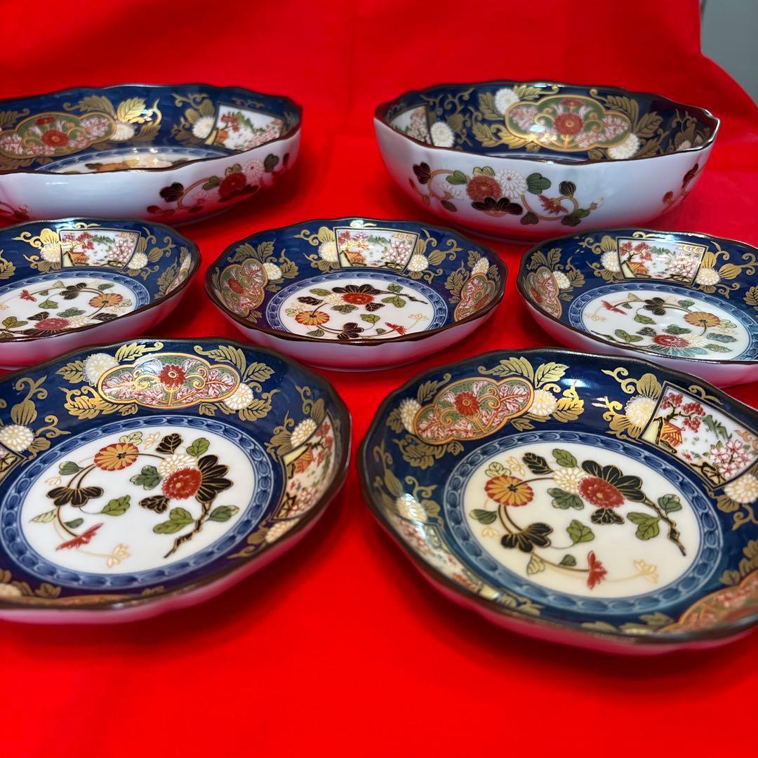 有田焼 仁祥窯 献上古伊万里・八角大皿 大鉢・八角取り皿5枚 計7点セット