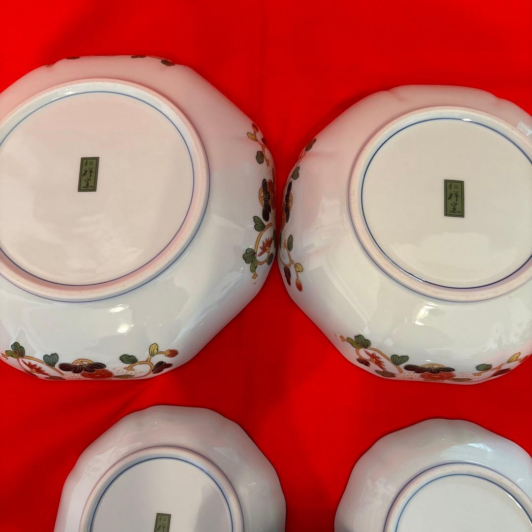 有田焼 仁祥窯 献上古伊万里・八角大皿 大鉢・八角取り皿5枚 計7点セット