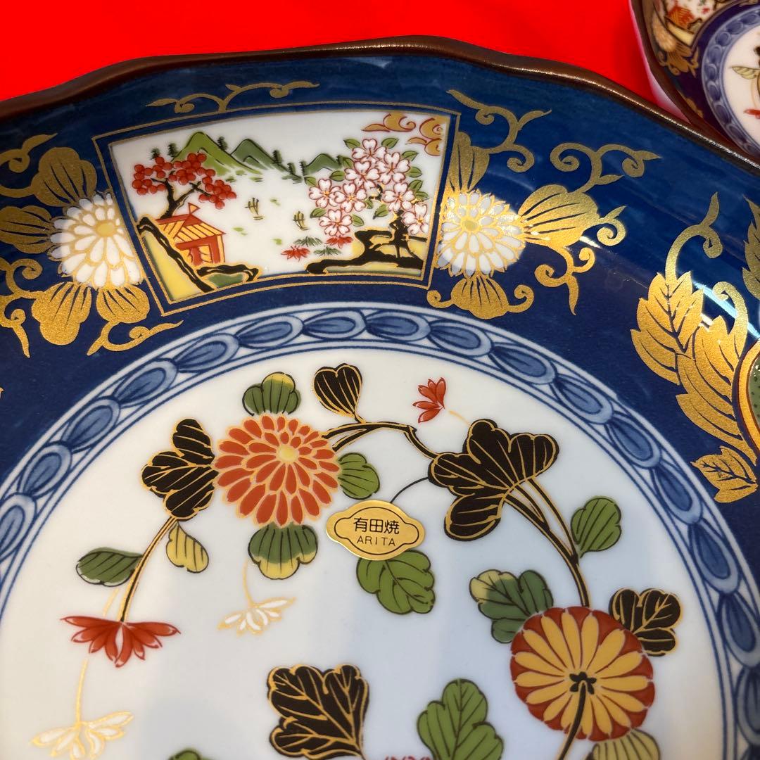 有田焼 仁祥窯 献上古伊万里・八角大皿 大鉢・八角取り皿5枚 計7点セット