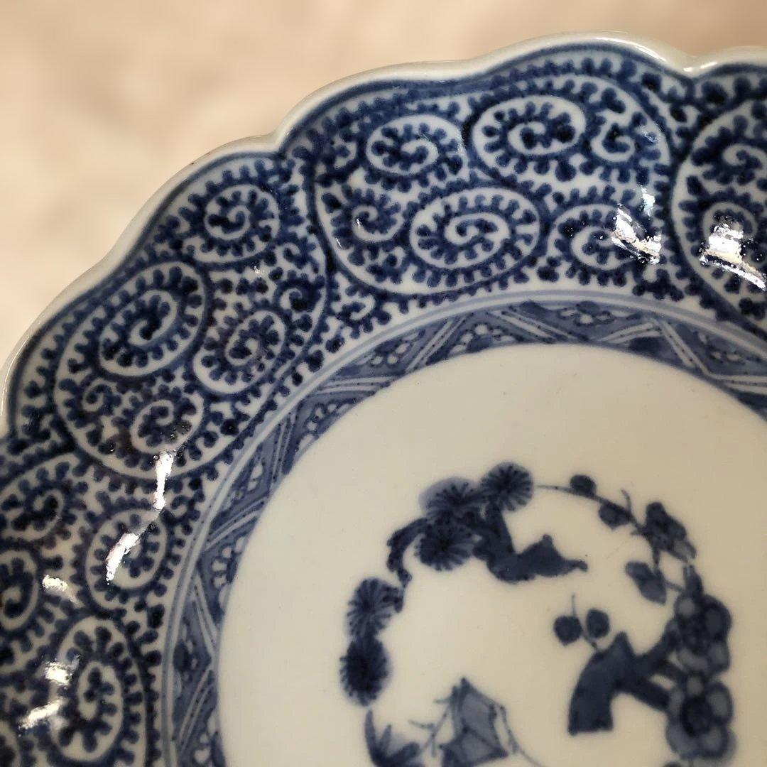 古伊万里 松竹梅唐草文輪花鉢　江戸中期頃