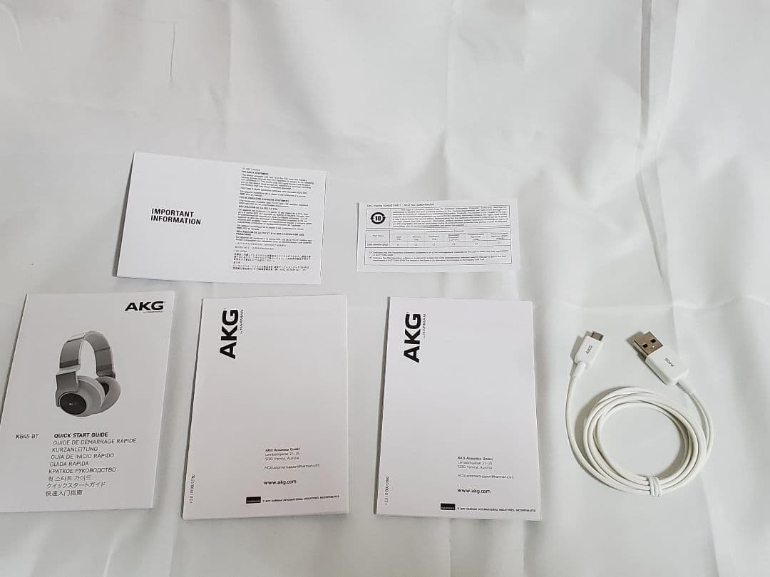 【動作確認済】AKG 無線ヘッドホン K845BT ホワイト 訳あり