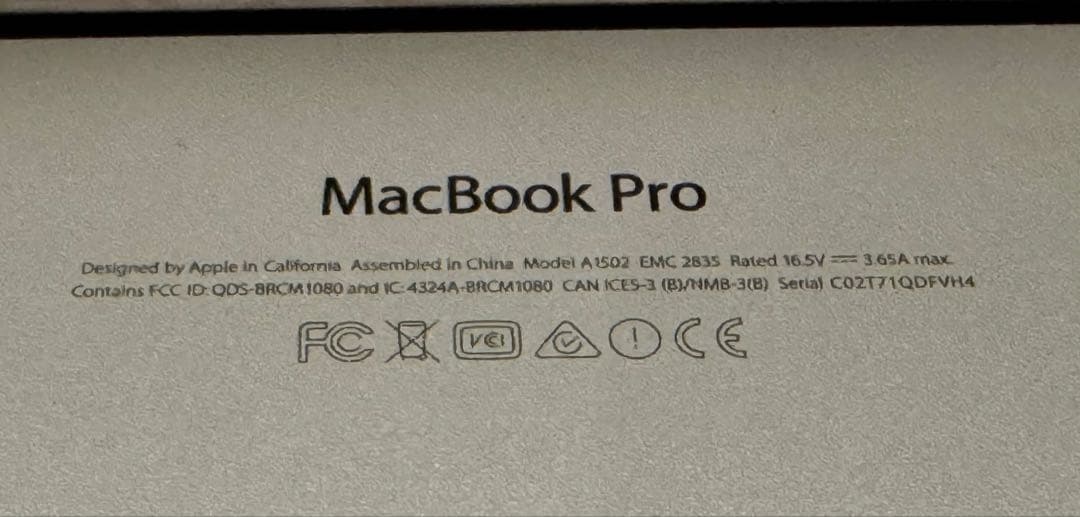 MacBook本体 MacBook Pro 2015 13inch i7 16GB A1502