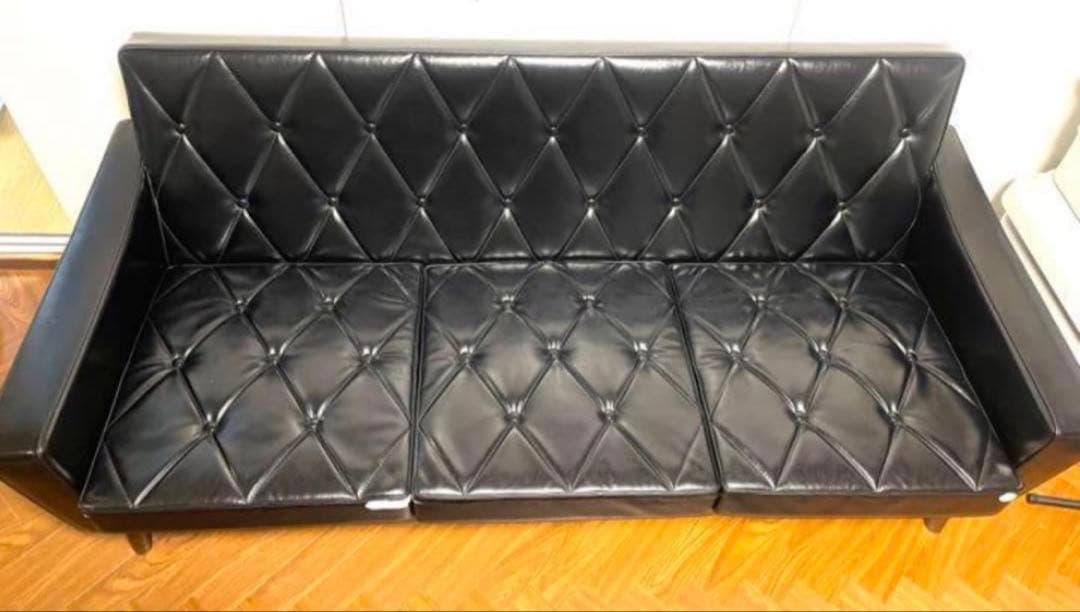 カリモク　ロビーチェア　3シーター　ブラック