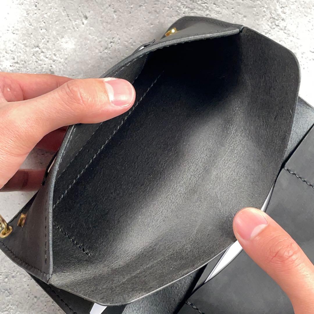 OUTLET ロングトラッカーウォレット　イタリアンブラック　バフ