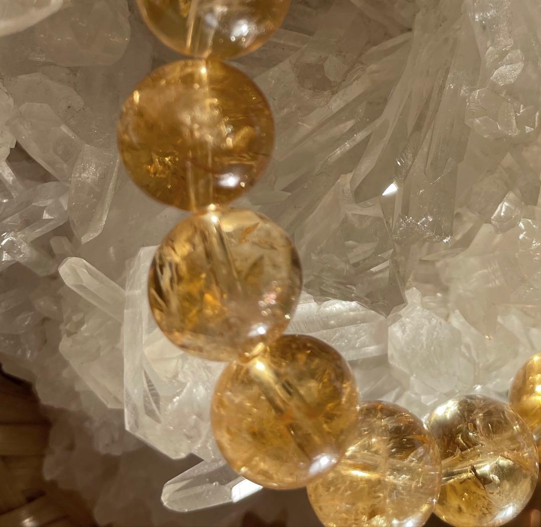 【シトリン】ブレスレット クラックに虹あり12mm 内径16cm パワーストーン