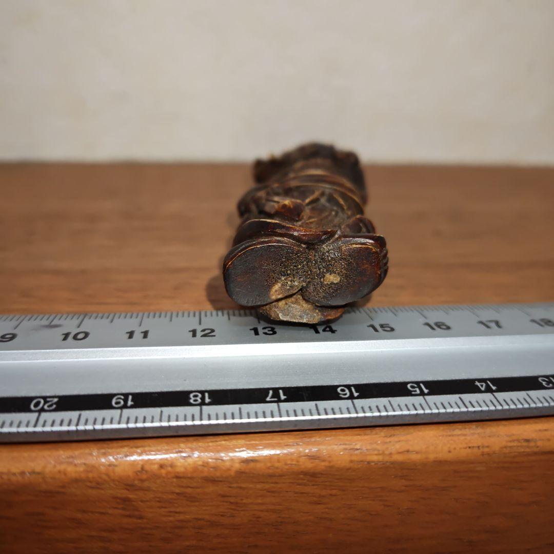 時代提物 獣頭人身根付 天然素材 高さ8.1cm重さ35ｇ足腰の神様☆摩利支天☆