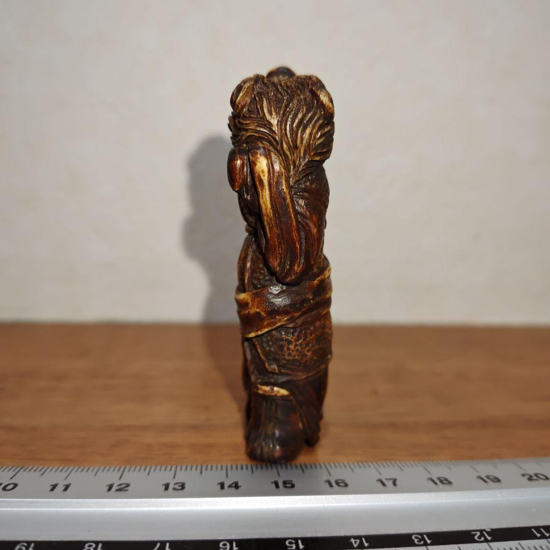 時代提物 獣頭人身根付 天然素材 高さ8.1cm重さ35ｇ足腰の神様☆摩利支天☆