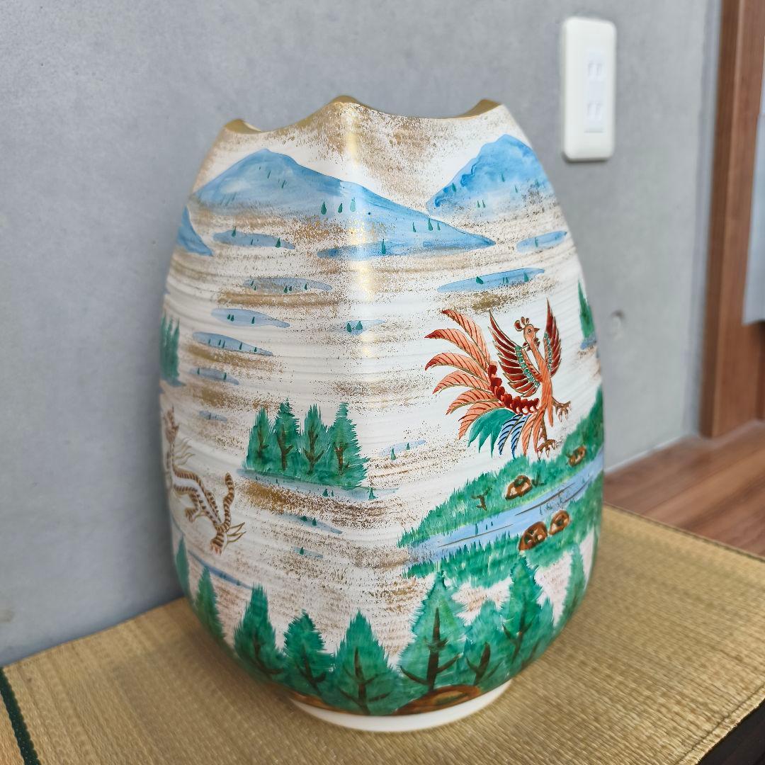 金箔装飾の陶器花瓶　三代目斎藤雲楽　京清水焼伝統工芸士