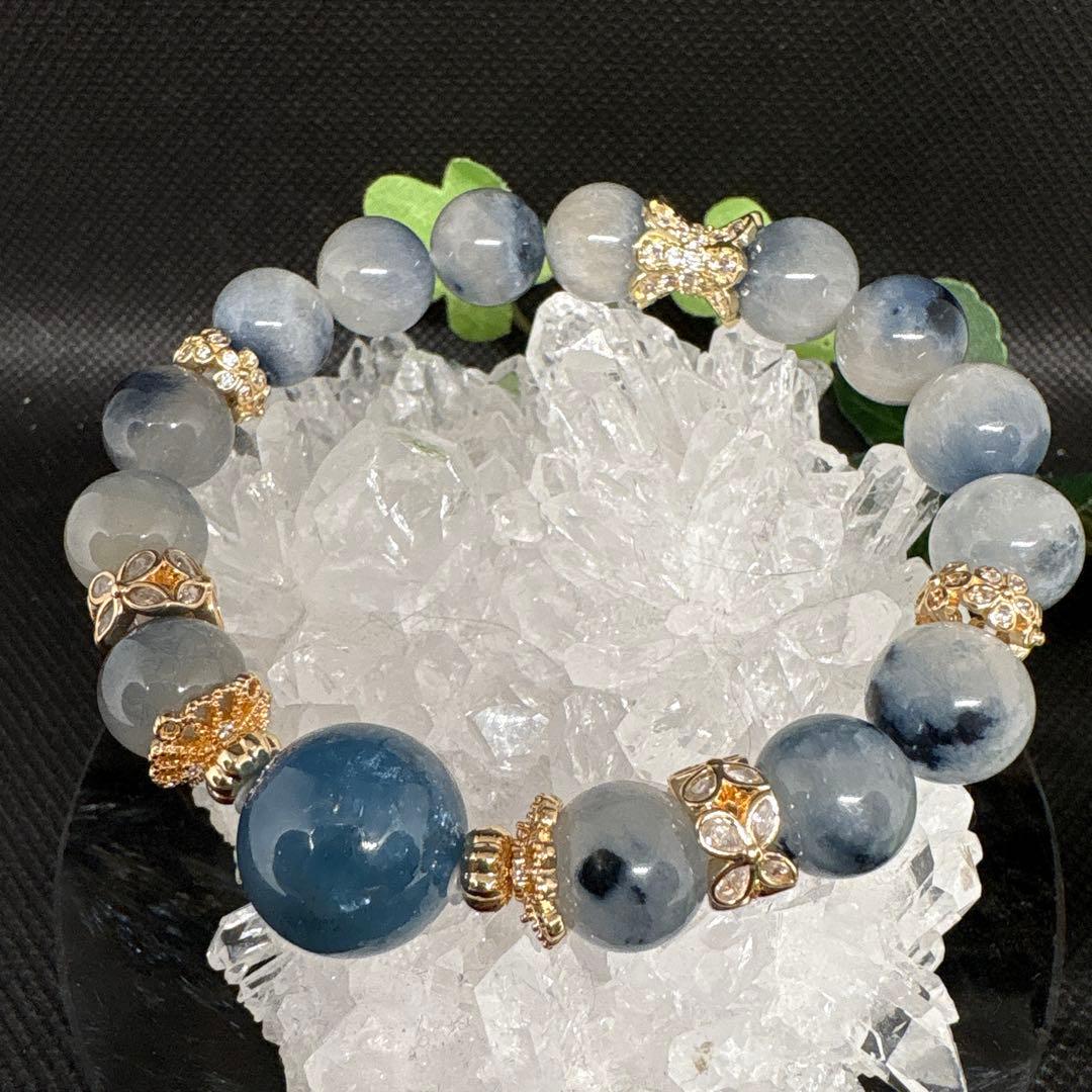 ディープアクアマリン　ブルーラビットヘアルチルクォーツ　ブレスレット
