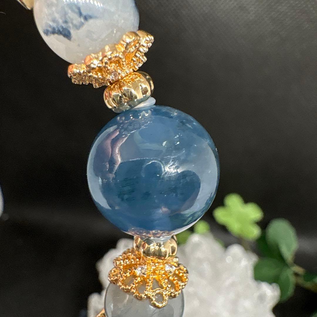 ディープアクアマリン　ブルーラビットヘアルチルクォーツ　ブレスレット