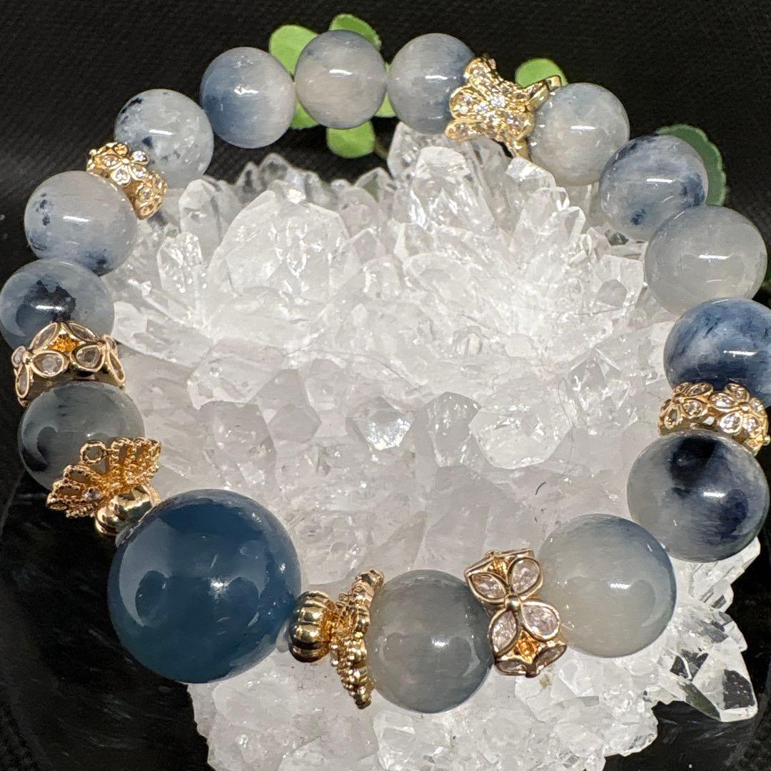 ディープアクアマリン　ブルーラビットヘアルチルクォーツ　ブレスレット