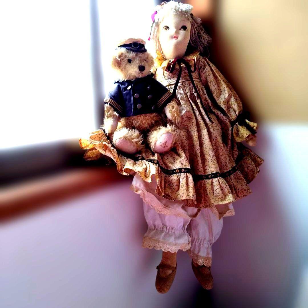 昭和レトロハンドメイド人形とテディベア米山京子風