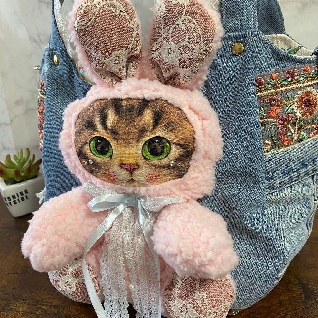 コヤンイサムチョン♡デニムリメイク【ころりんバッグ】インド刺繍リボン