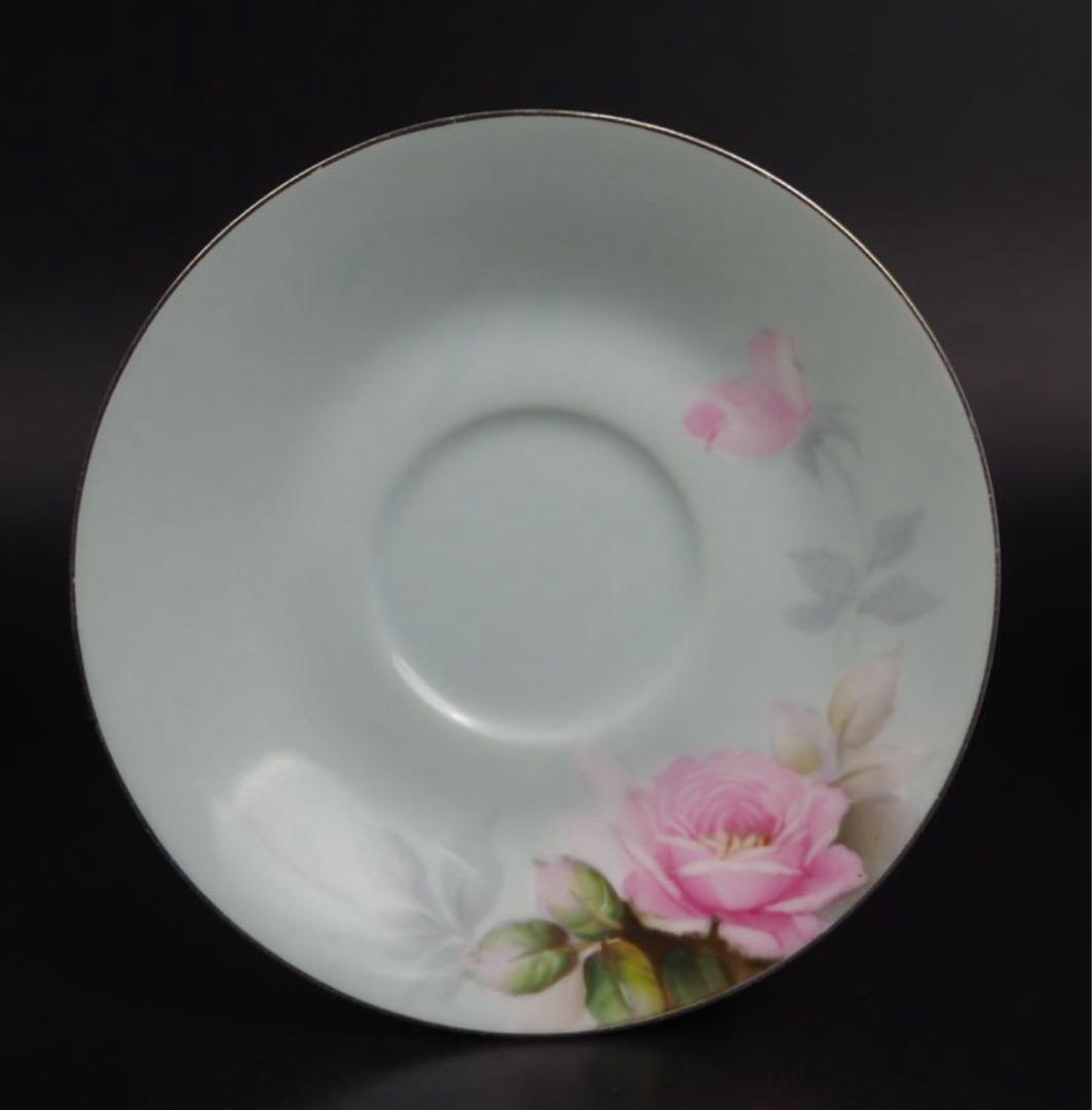 送料無料1912年 『オールドノリタケ』製 手描き薔薇文カップ＆ソーサー5客