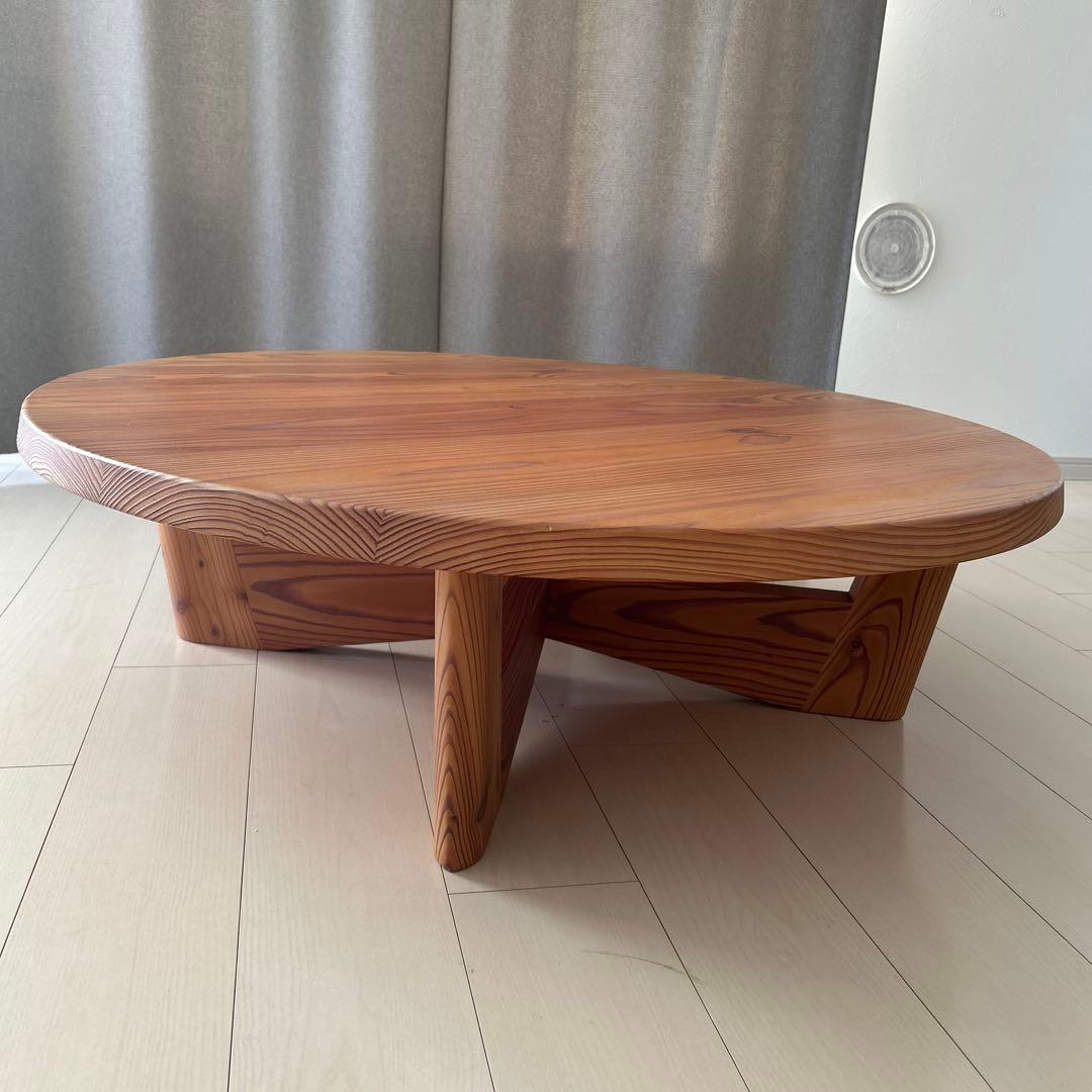 飛騨産業キツツキ　直径約１m/高さ30cm木製座卓