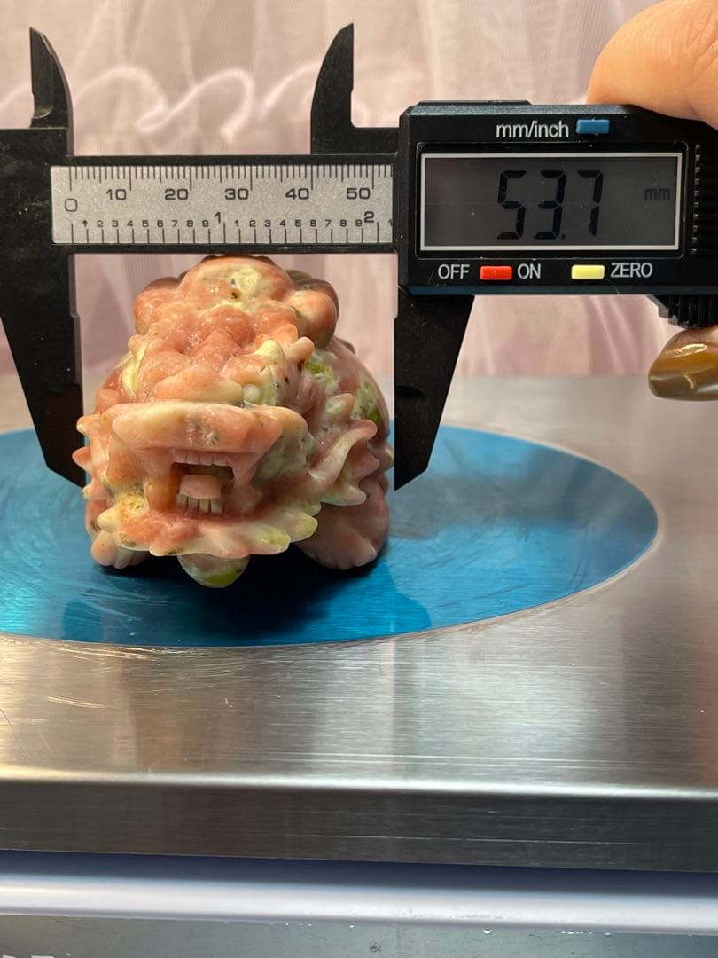 ピンクジェードとトルマリン共生　龍亀とゼニガエル 金蟾　2点セット