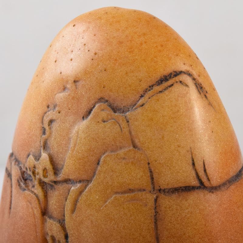 中国　篆刻　玉石田黄石彫刻　山水人物刻　印材　置物　V　7781