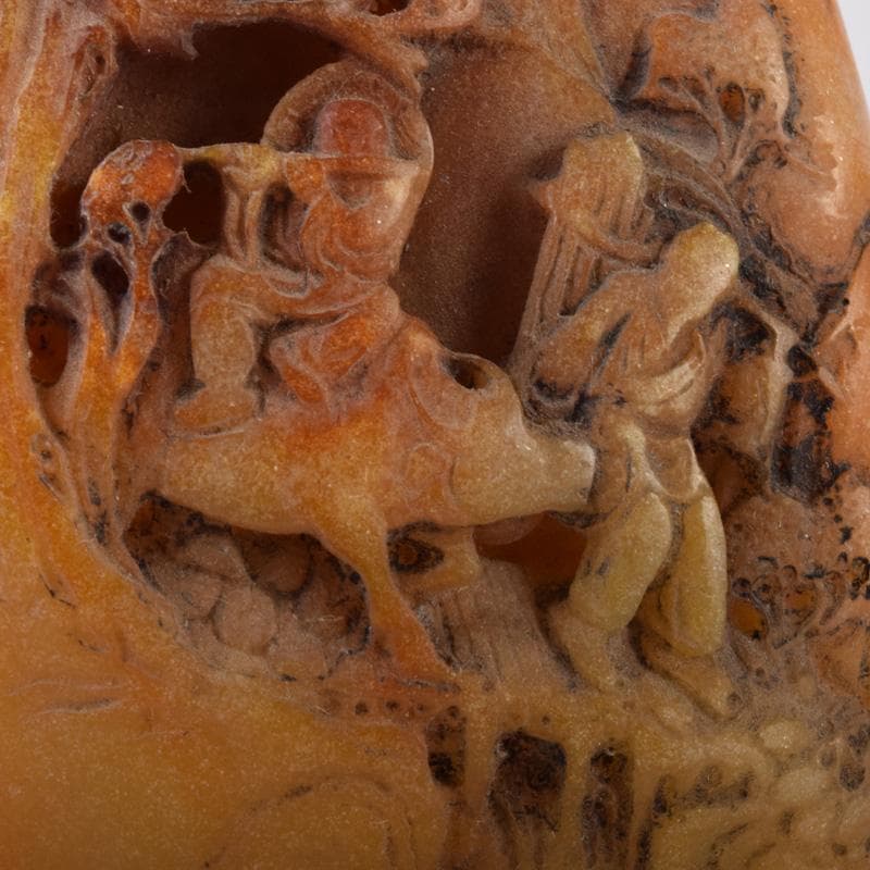 中国　篆刻　玉石田黄石彫刻　山水人物刻　印材　置物　V　7781