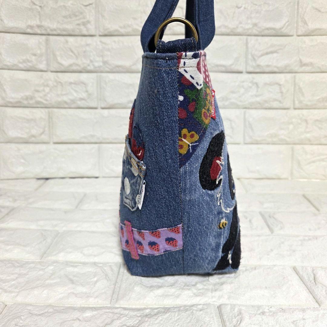 934 デニム＊リメイク＊パンダ刺繍＊バッグ＊トートバッグ