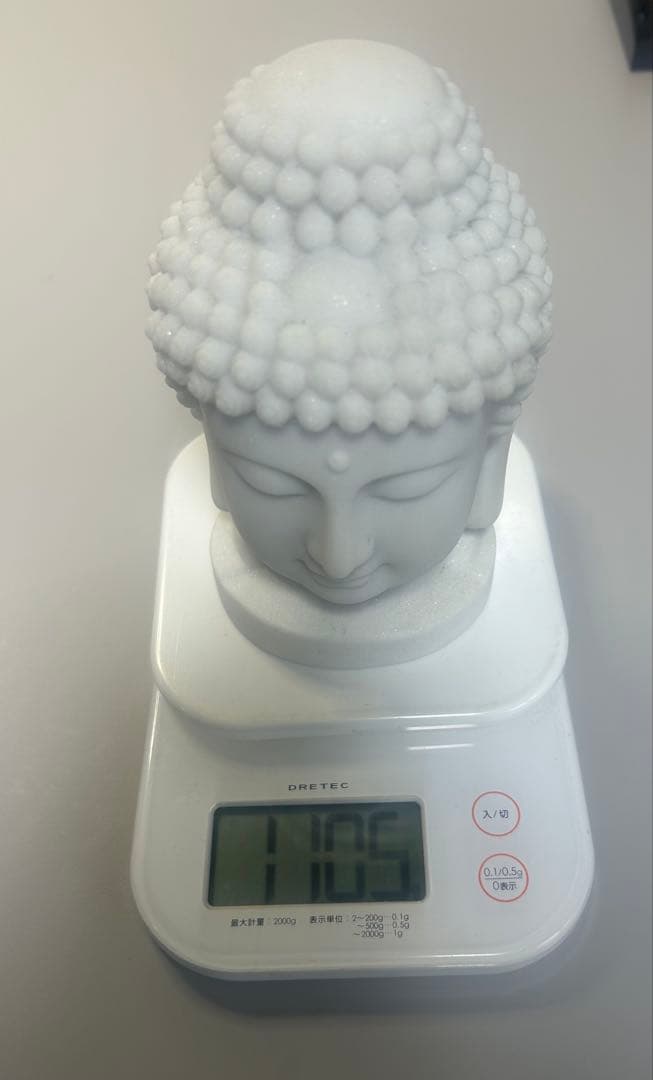 白色仏陀頭部像　インテリア置物　風水開運　古美術、旧家蔵出し、縁起物、お守り