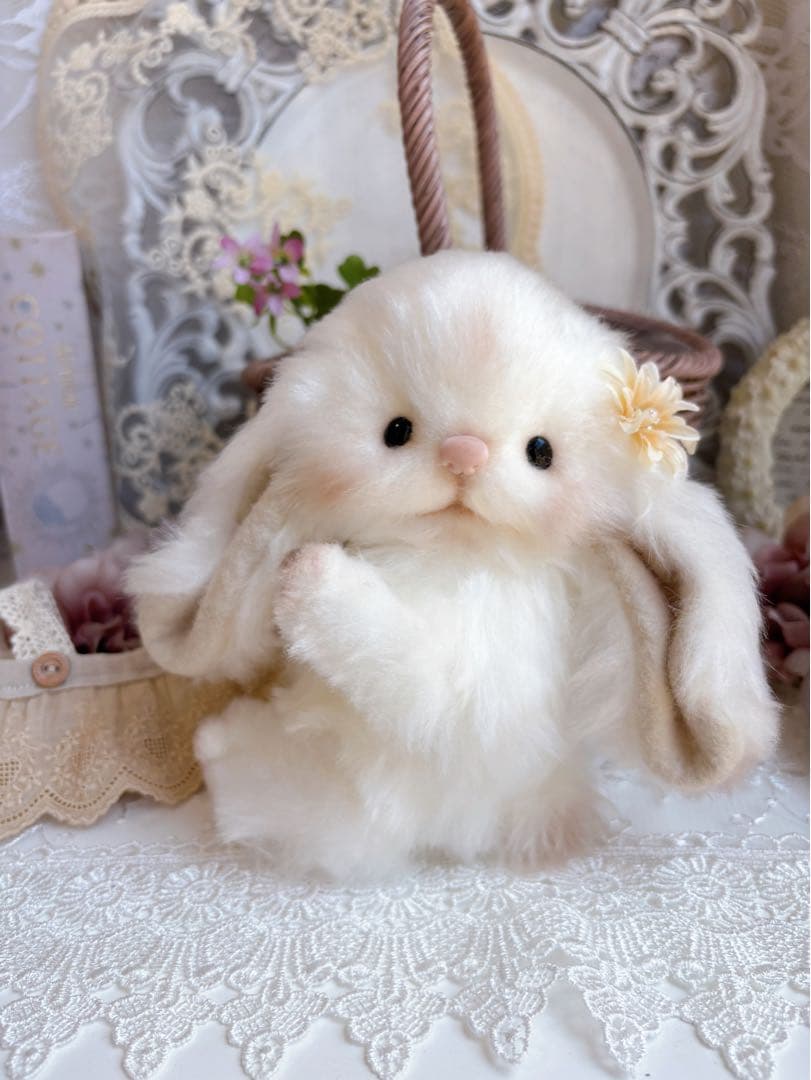 ハンドメイドぬいぐるみ　⭐︎ロングヘアーのわたあめロップイヤーちゃん⭐︎