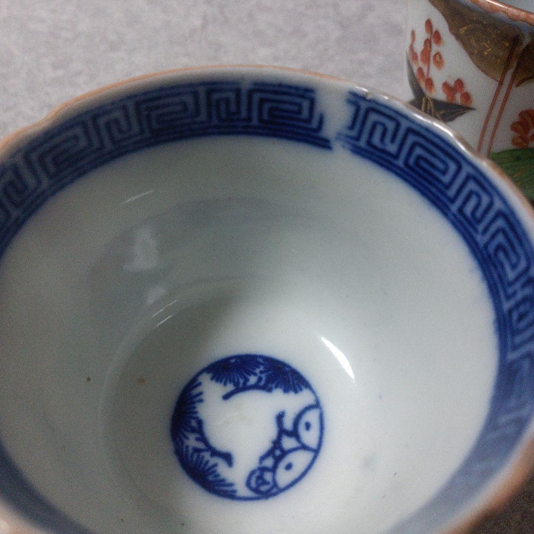 古伊万里　金彩色絵そば猪口　湯呑/時代物/アンティーク　骨董品伝　 4個