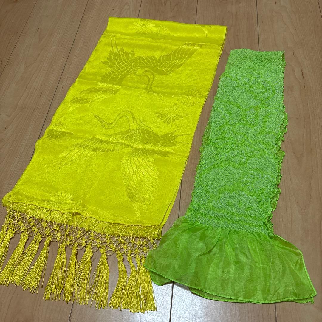 122 正絹着物　赤×蝶々×花車　七五三着物セット　3歳　日本製　結び帯