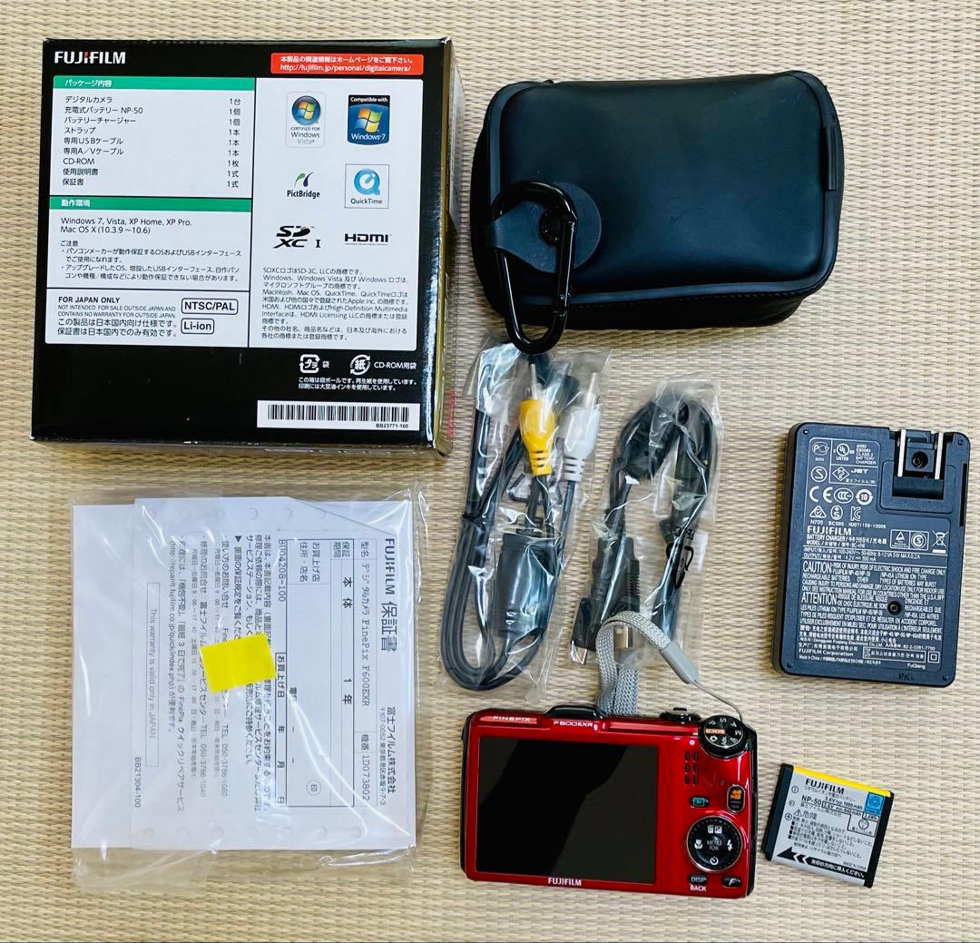 【中古美品】FUJIFILM FINEPIX F600EXR 16MP レッド