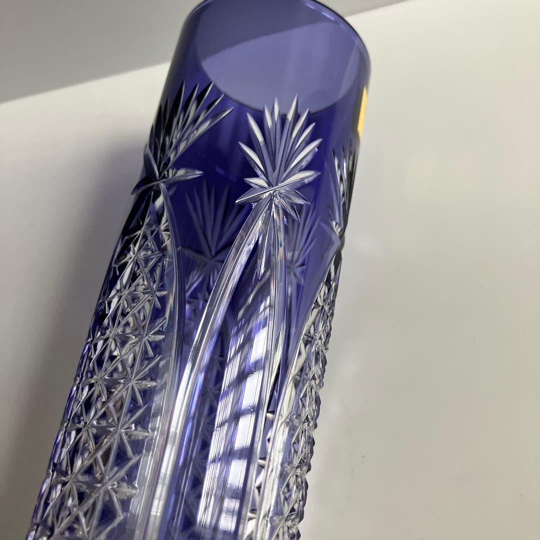 カガミクリスタル 切子　一輪挿し　花瓶　紫