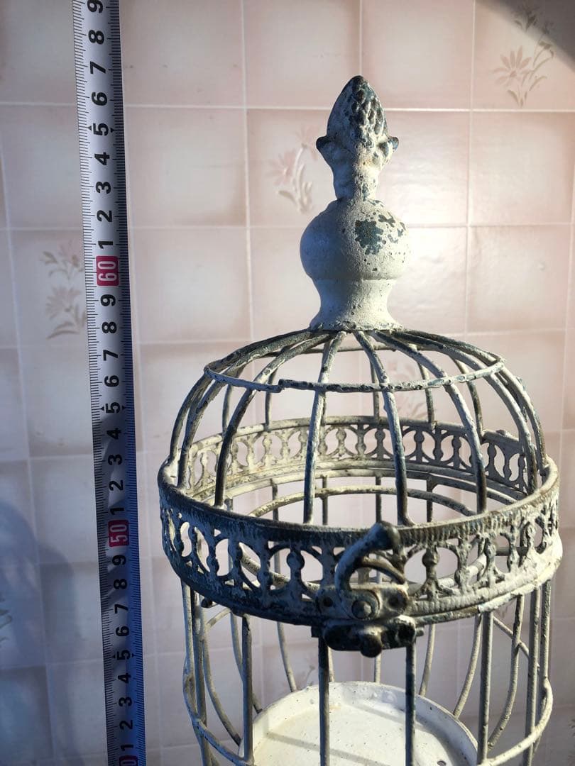 h バードケース　アイアンスタンド　ガーデニング雑貨アンティーク　シャビーシック
