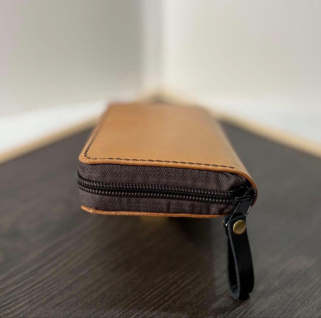 本革 長財布 ラウンドファスナー長財布 キャメル 黒 フルレザー ハンドメイド