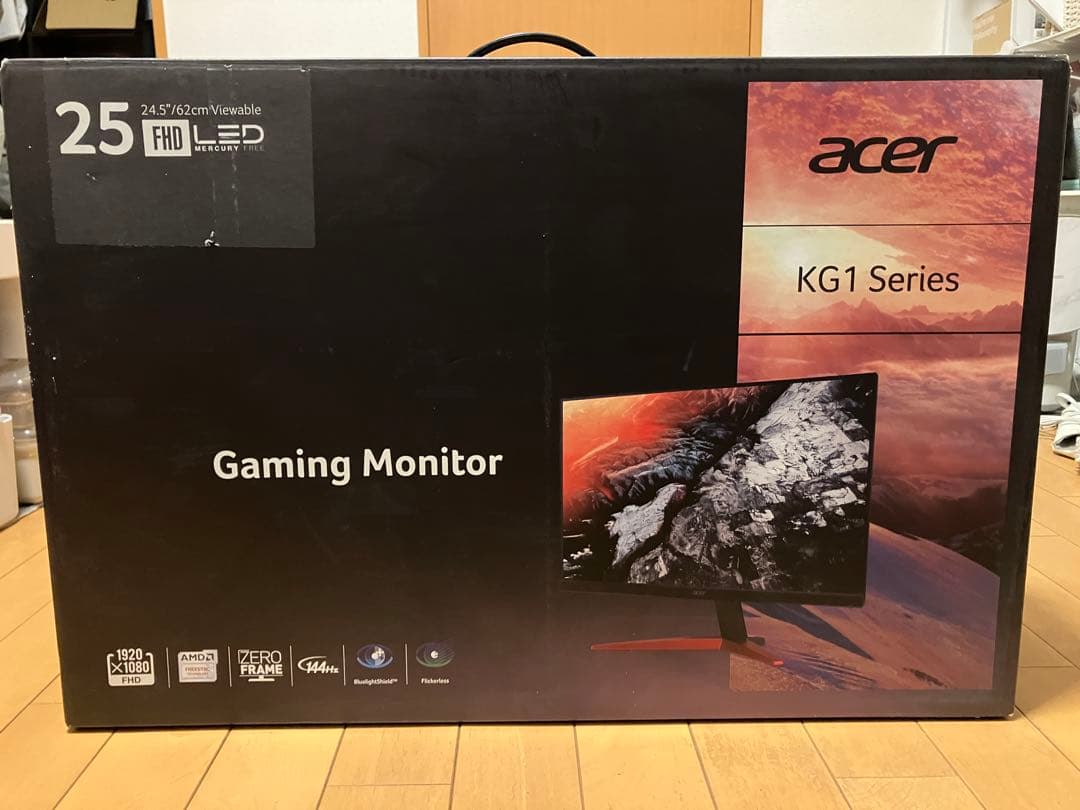【箱・全純正部品付き】Acer ゲーミングモニター KG251QJbmidpx