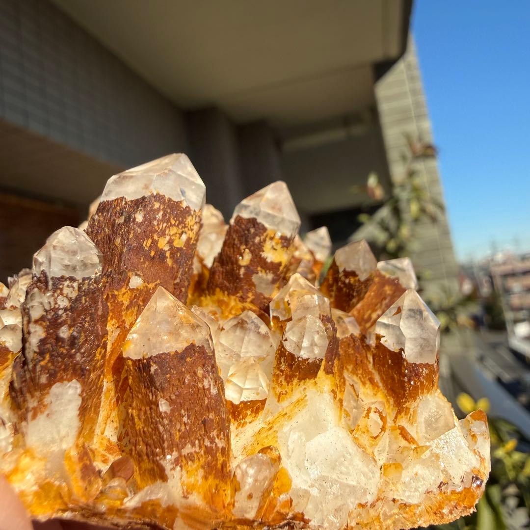 希少❣️キャンドルクォーツクラスター　自立　ブラウン 155g 水晶　天然石B-①