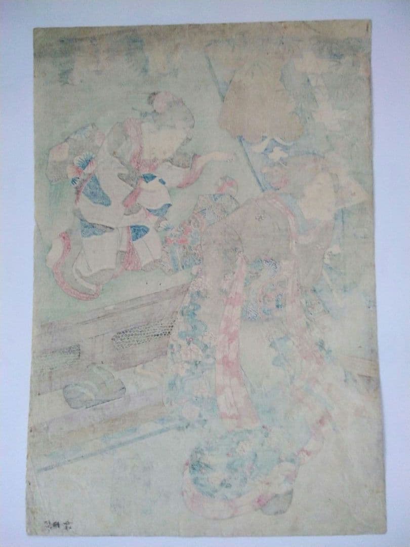 浮世絵 　「五節句の内　睦月」　五渡亭　国貞　３枚続