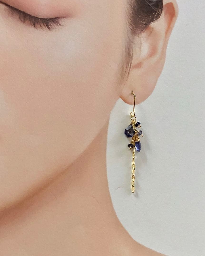 No.2294★14KGF天然石アイオライトのピアス