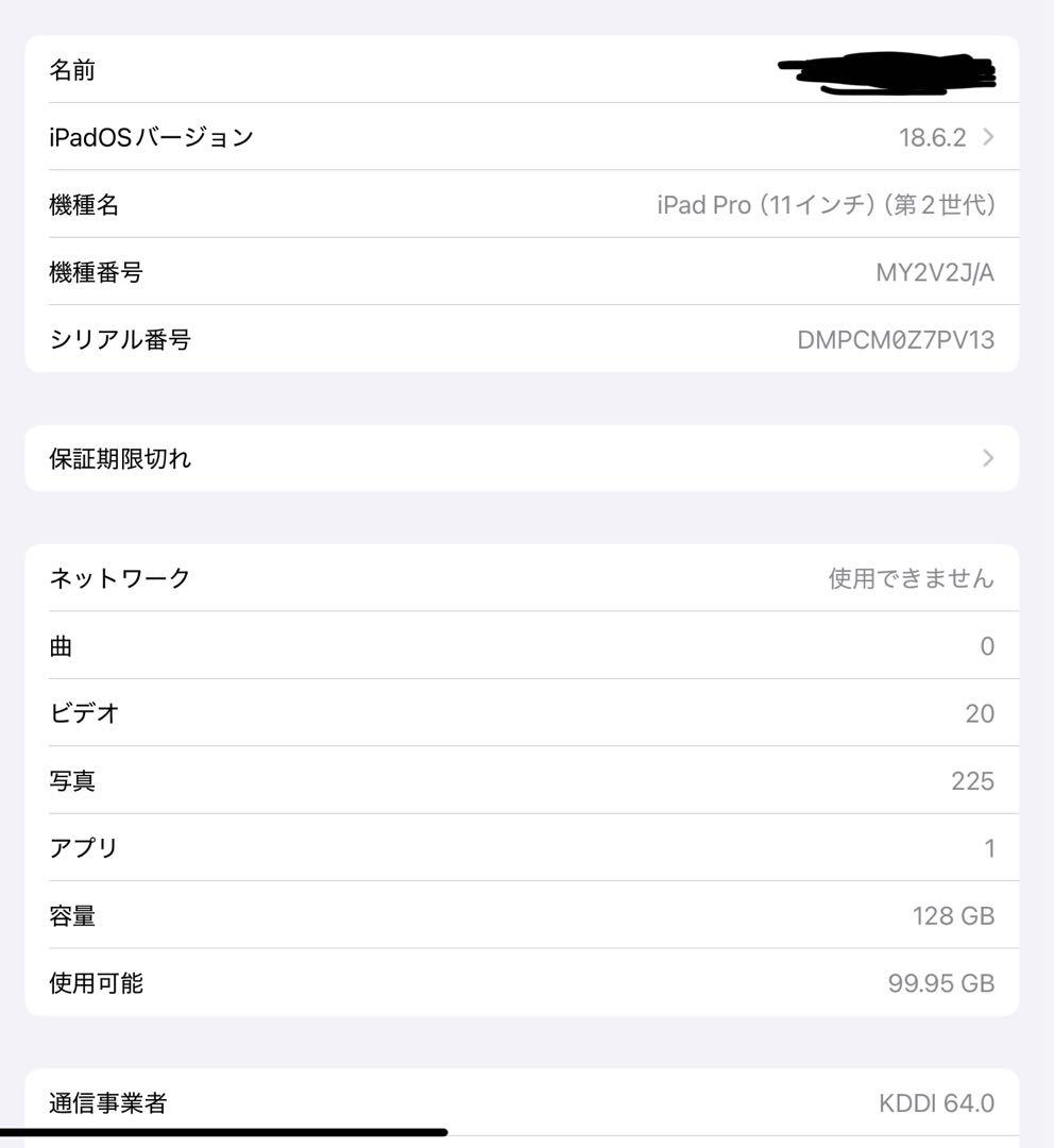 【美品】iPad Pro 11インチ 第2世代 Wi-Fi+Cellular