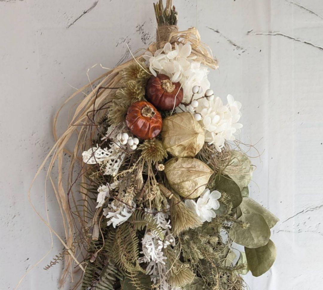 専用＊Halloweenミニパンプキン＆グリーンホオズキ ドライフラワースワッグ