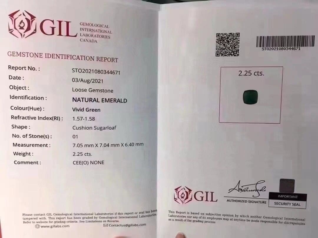 2.25ct天然エメラルドルース　シュガーローフカット　鑑定書付き