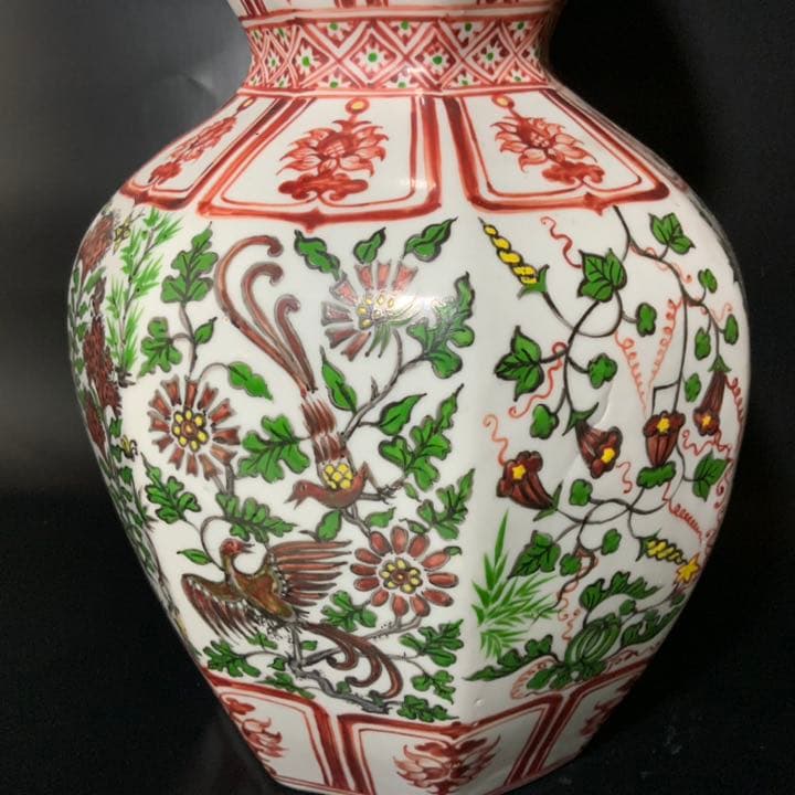 赤絵八角瓢箪型花瓶・古玩万暦赤絵瓶・時代花器・煎茶道具・中国骨董