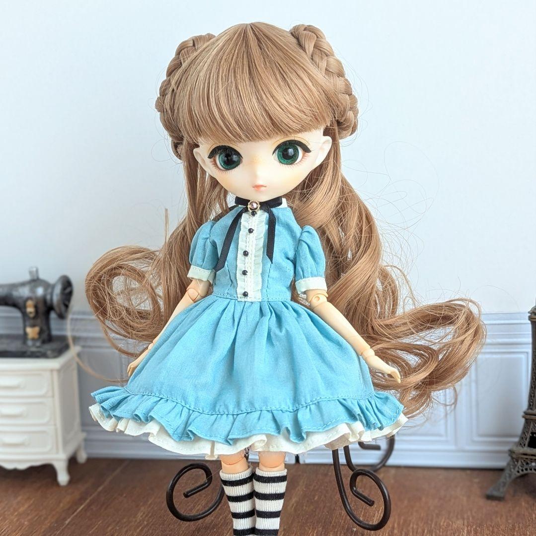 1491※ブルーのアリス風クラシカルワンピース ※ハルモニアブルームワンピース