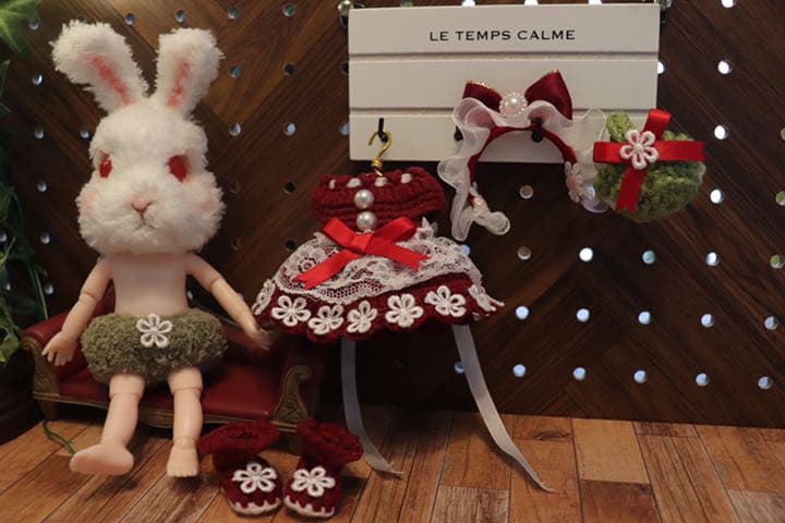 創作ドール　可動ボディ　うさぎちゃん　人形　編みぐるみ ブライス　友達　ラビット
