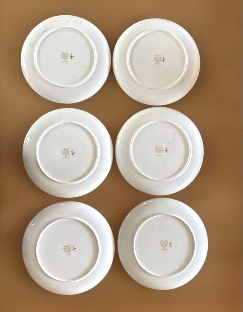 鳥柄絵付け皿6枚 ポーセリンアート長谷千鶴　Noritake ヴィンテージ