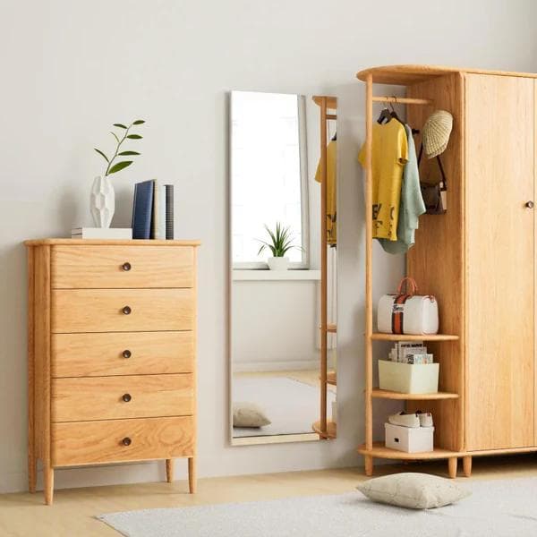 割れない鏡 全身姿見 軽量 安全 W40×H120cm ナチュラル(木色)