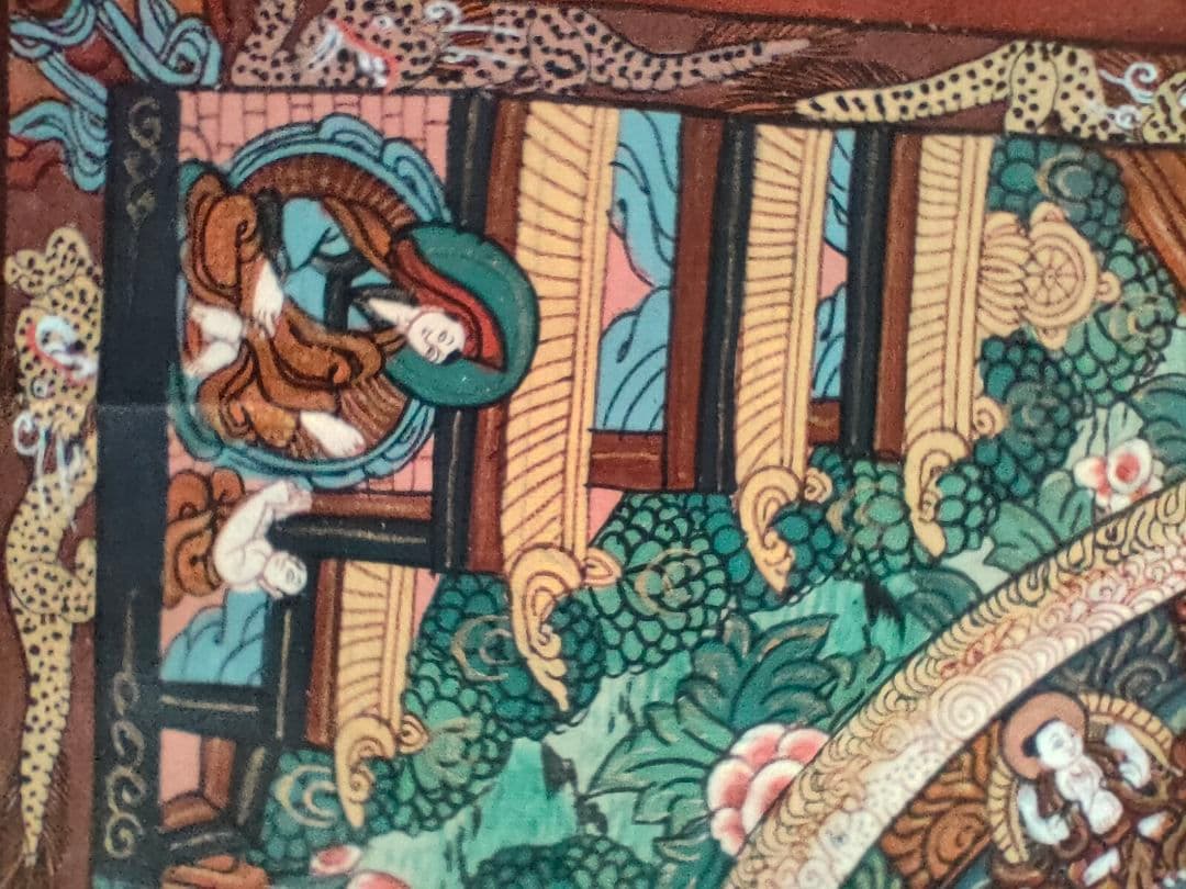 ●チベット仏教 曼荼羅 タンカ 肉筆 ヤブユム 忿怒尊仏画細密画額装ネパール美術