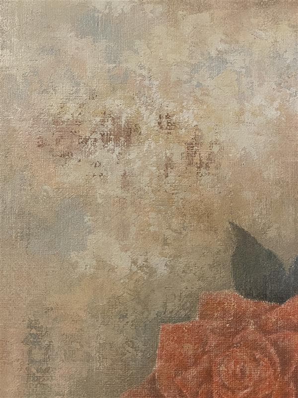 「真作」瀬尾一嘉『薔薇』静物画　油彩画　額装　サイン有り　F4号
