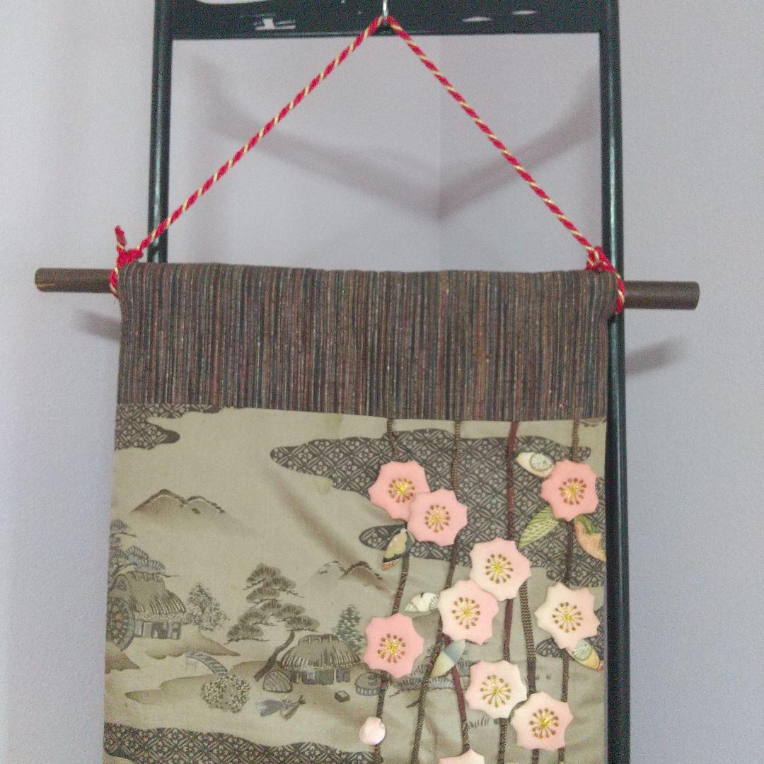 ちりめん細工 押絵 しだれ桜と手鞠のタペストリー